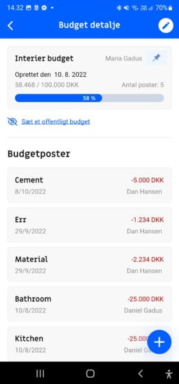 Budget (budgetpost, udgift, bilag)